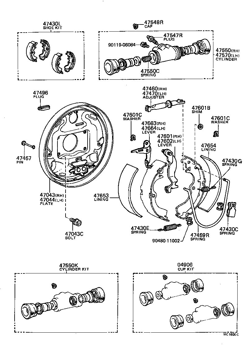  TERCEL |  REAR DRUM BRAKE WHEEL CYLINDER BACKING PLATE