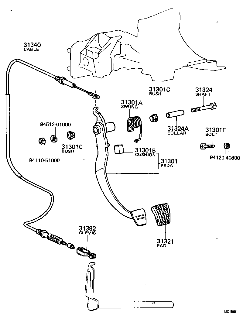  TERCEL |  CLUTCH PEDAL FLEXIBLE HOSE