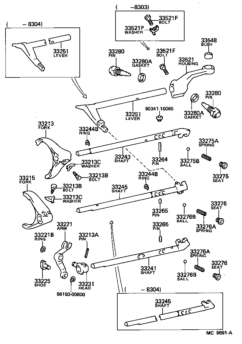  CROWN |  GEAR SHIFT FORK LEVER SHAFT MTM