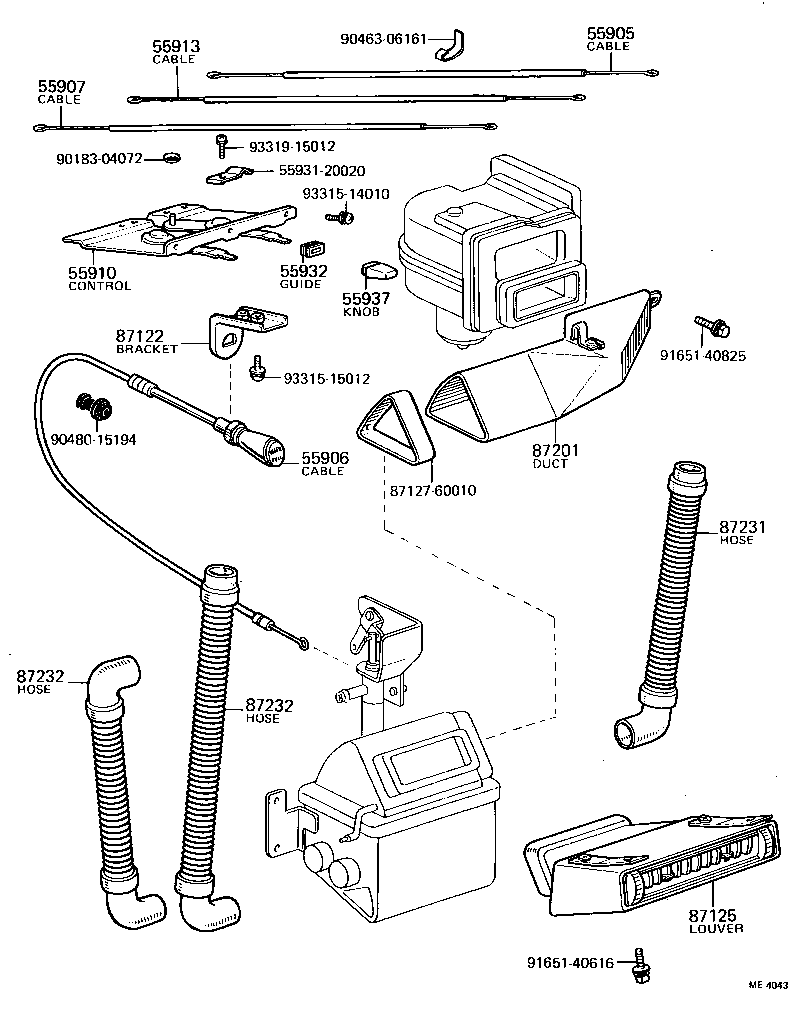  LAND CRUISER 40 45 55 |  HEATING AIR CONDITIONING CONTROL AIR DUCT