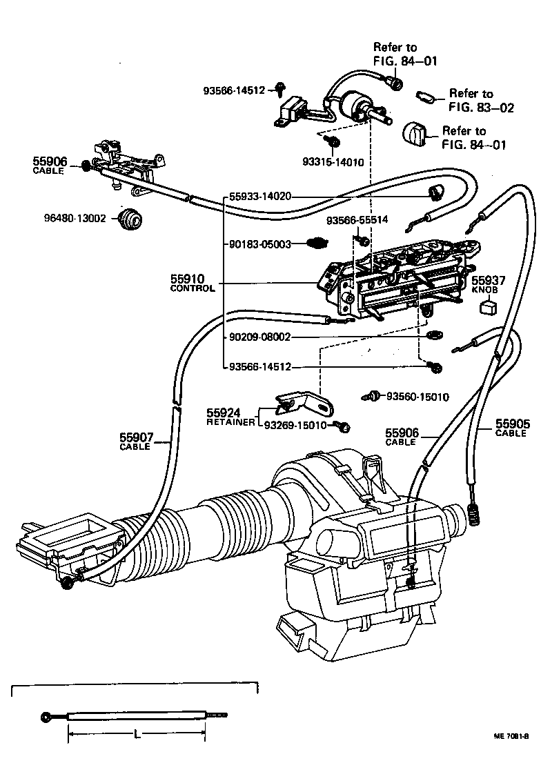  TERCEL |  HEATING AIR CONDITIONING CONTROL AIR DUCT