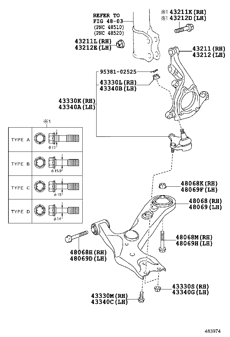  HARRIER |  FRONT AXLE ARM STEERING KNUCKLE