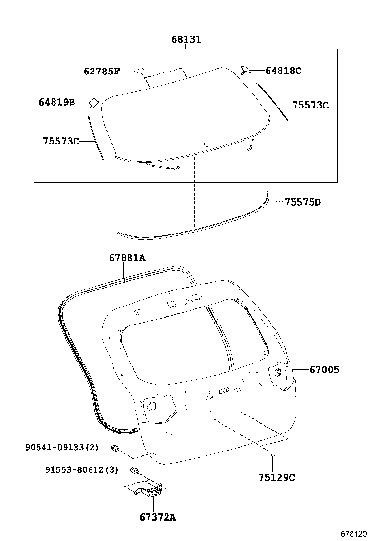  HARRIER |  BACK DOOR PANEL GLASS