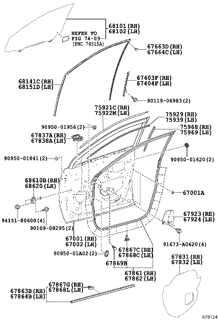  HARRIER |  FRONT DOOR PANEL GLASS