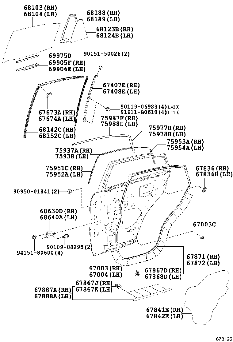  HARRIER |  REAR DOOR PANEL GLASS