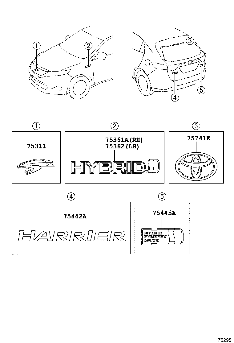  HARRIER |  EMBLEM NAME PLATE EXTERIOR INTERIOR