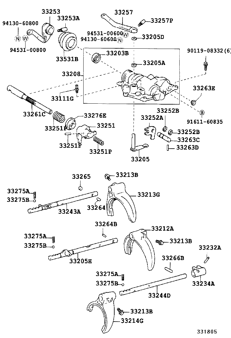COASTER | GEAR SHIFT FORK LEVER SHAFT MTM