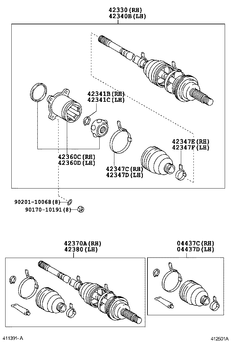  ESTIMA HYBRID |  REAR AXLE SHAFT HUB