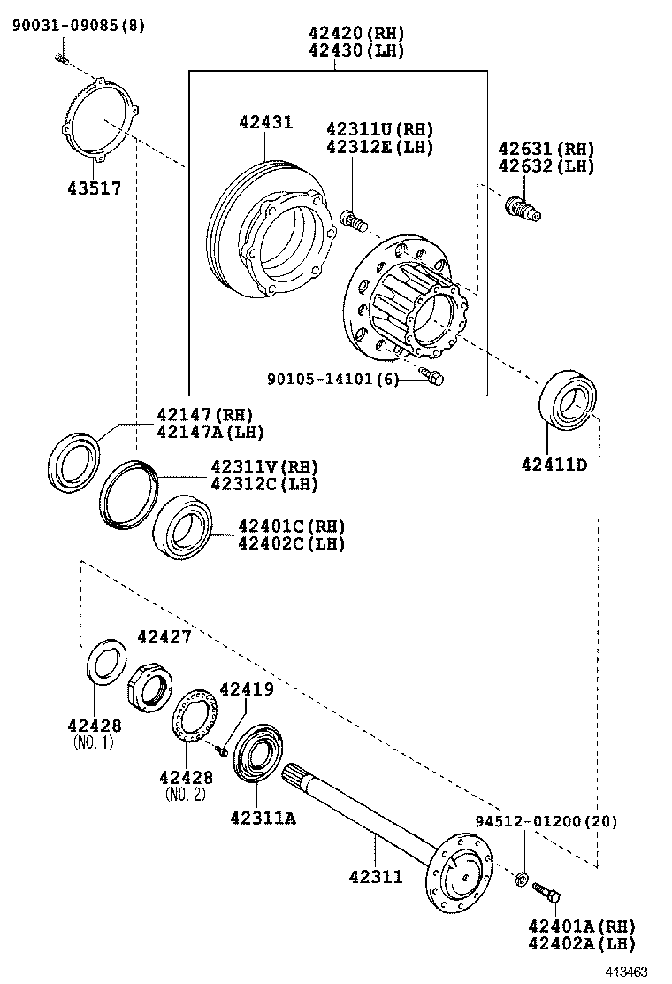  DYNA TOYOACE |  REAR AXLE SHAFT HUB