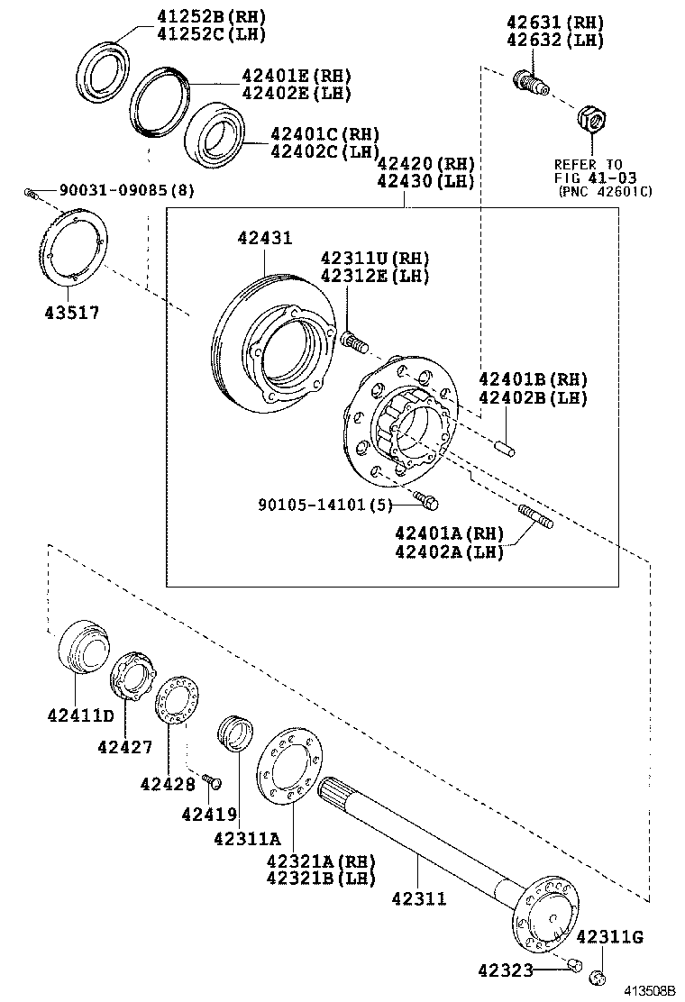  DYNA TOYOACE |  REAR AXLE SHAFT HUB