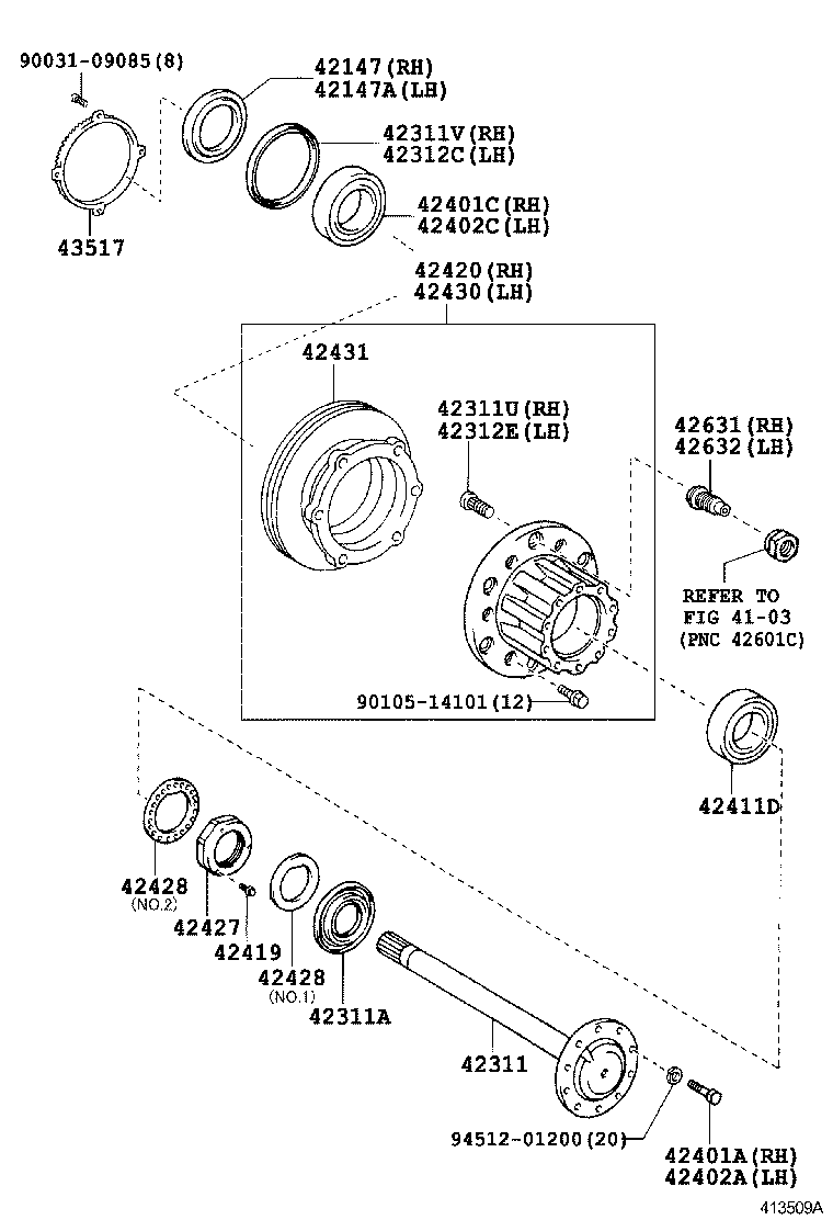  DYNA TOYOACE |  REAR AXLE SHAFT HUB