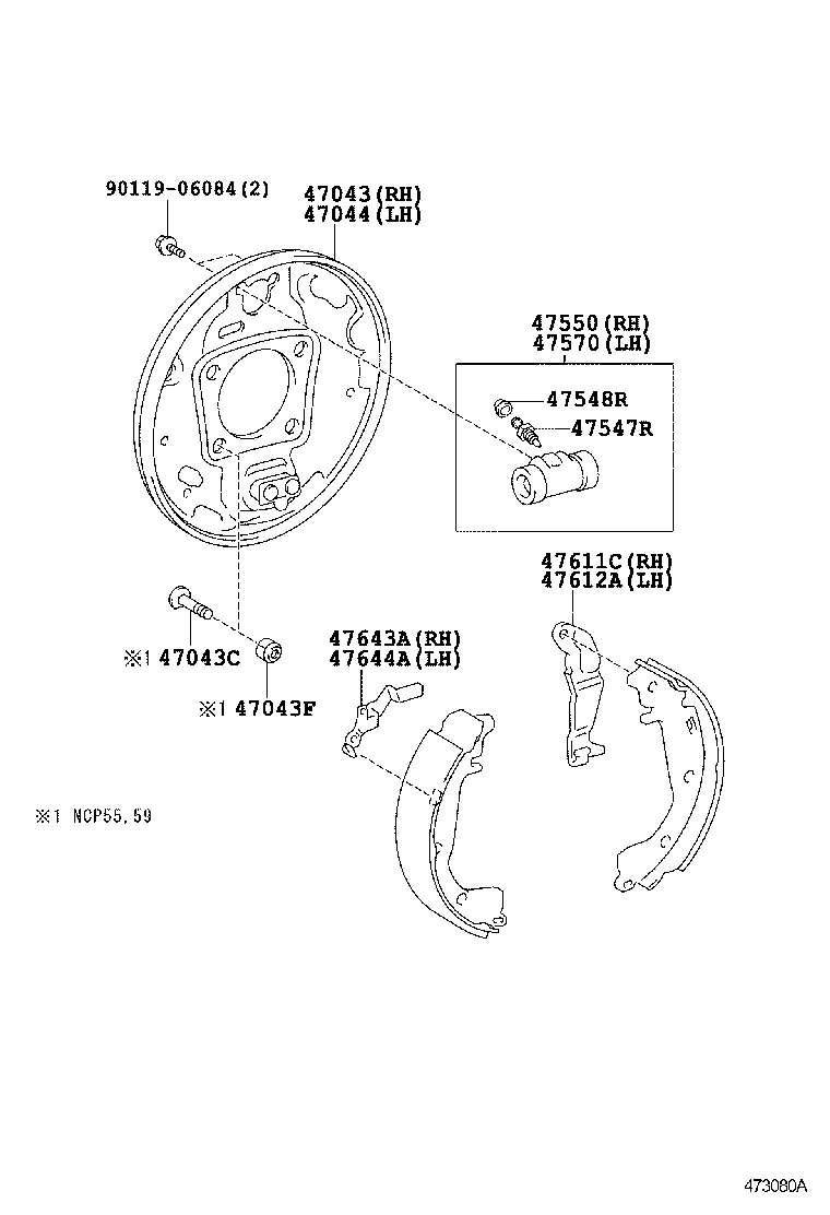  PROBOX SUCCEED |  REAR DRUM BRAKE WHEEL CYLINDER BACKING PLATE