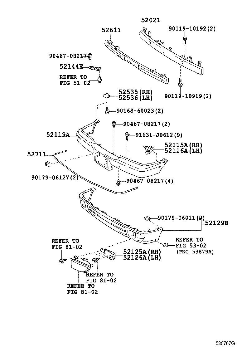  CROWN COMFORT SED |  FRONT BUMPER BUMPER STAY