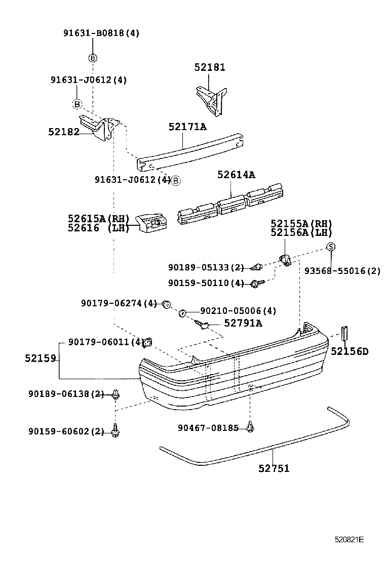  CROWN COMFORT SED |  REAR BUMPER BUMPER STAY