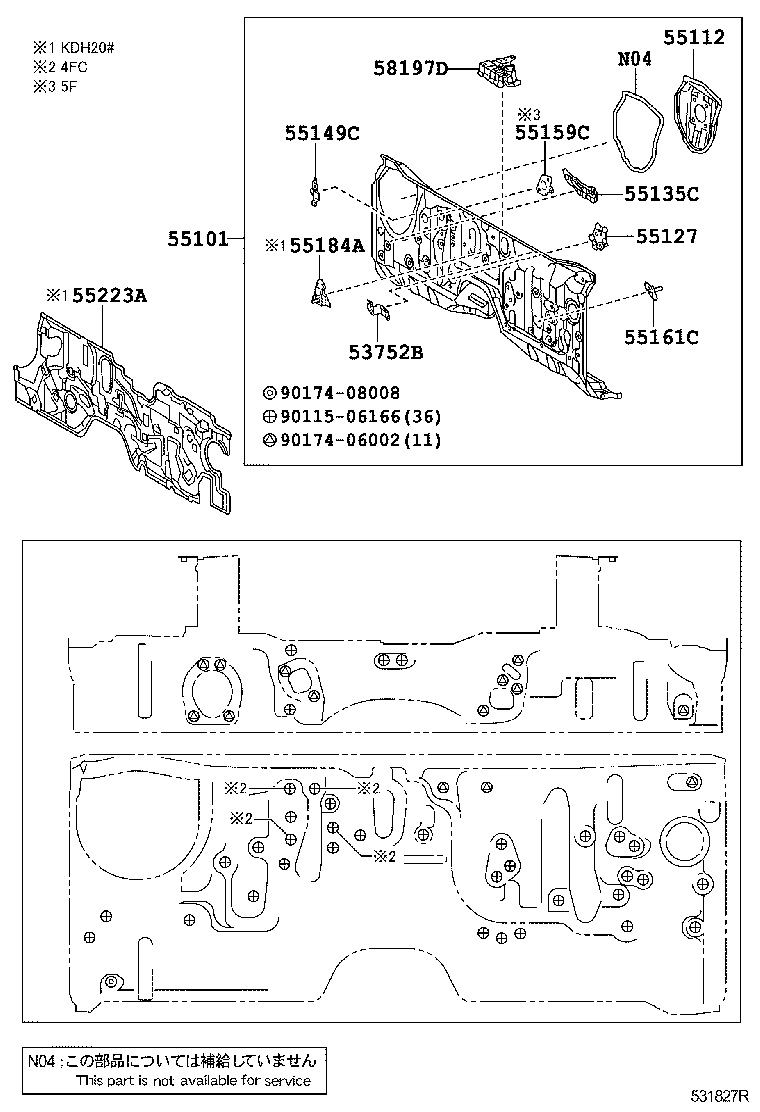  HIACE REGIUSACE |  FRONT FENDER APRON DASH PANEL