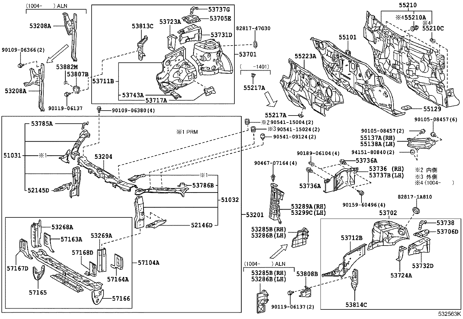  PREMIO ALLION |  FRONT FENDER APRON DASH PANEL