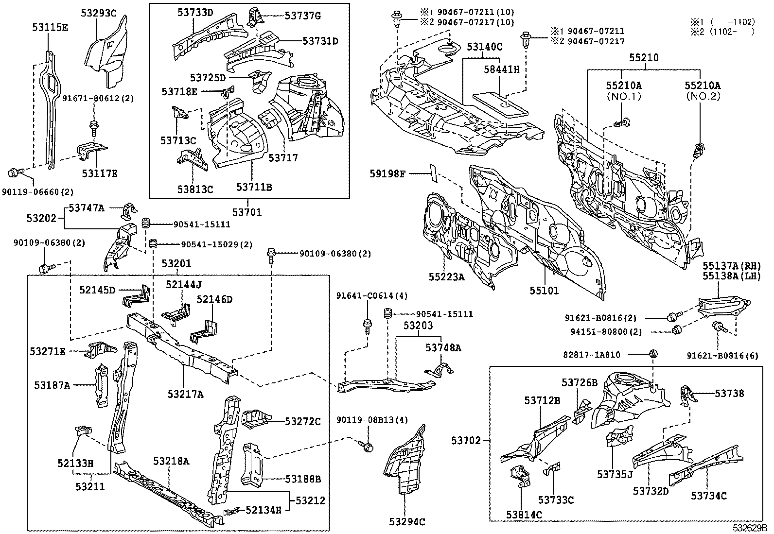  MARK X ZIO |  FRONT FENDER APRON DASH PANEL