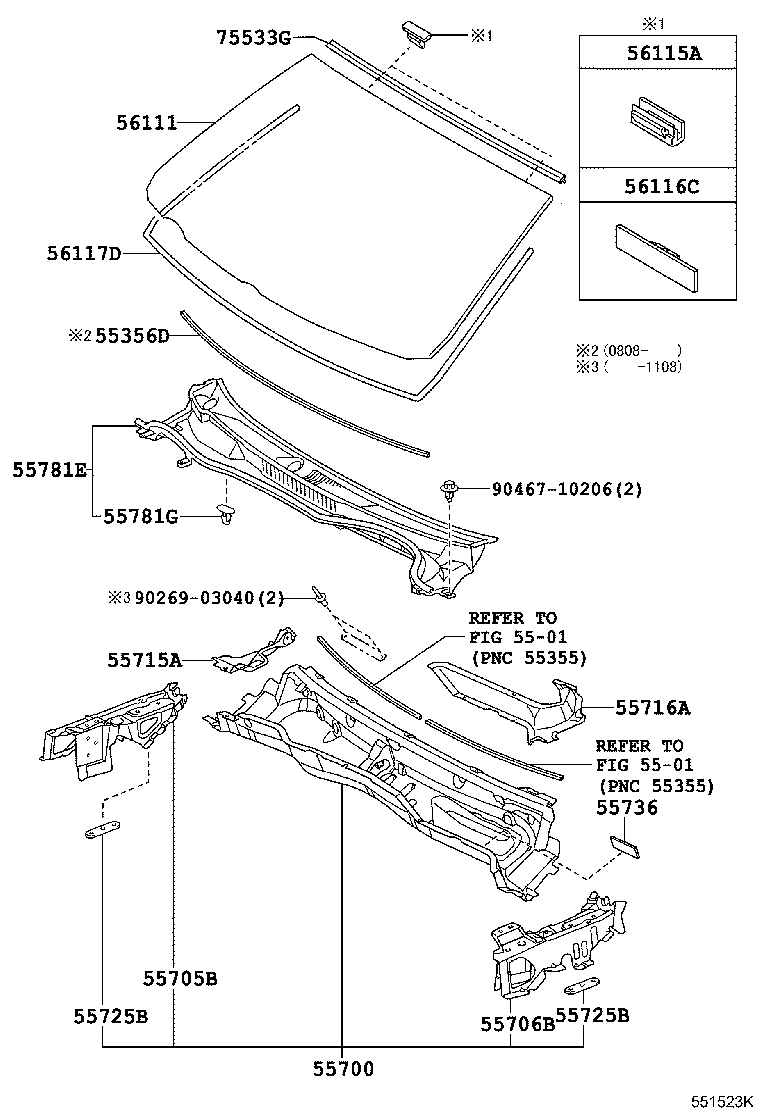  IS250 350 |  COWL PANEL WINDSHIELD GLASS