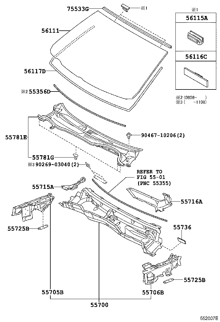  IS F |  COWL PANEL WINDSHIELD GLASS