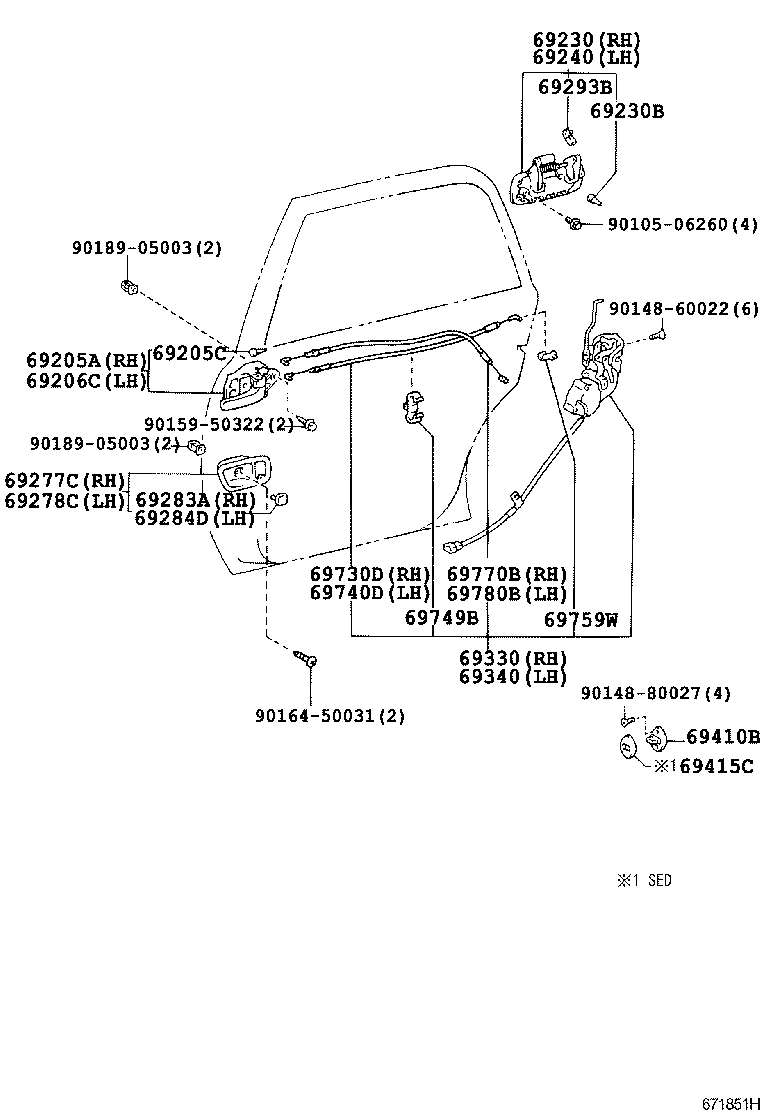  CROWN COMFORT SED |  REAR DOOR LOCK HANDLE
