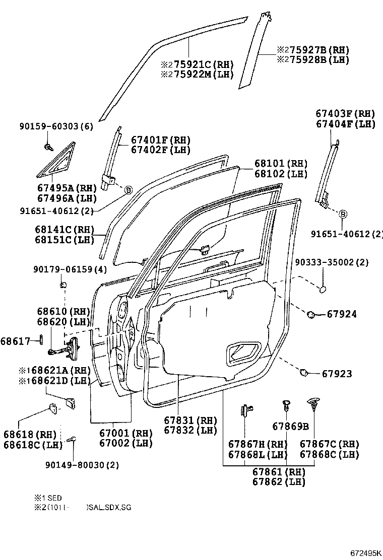  CROWN COMFORT SED |  FRONT DOOR PANEL GLASS