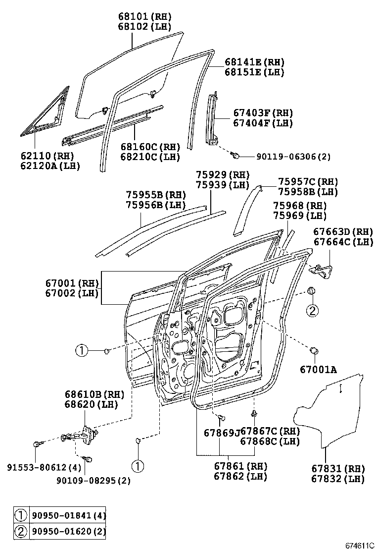  ESTIMA HYBRID |  FRONT DOOR PANEL GLASS