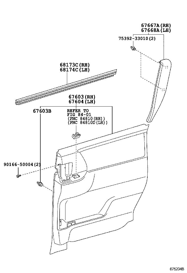  NOAH VOXY |  REAR DOOR PANEL GLASS