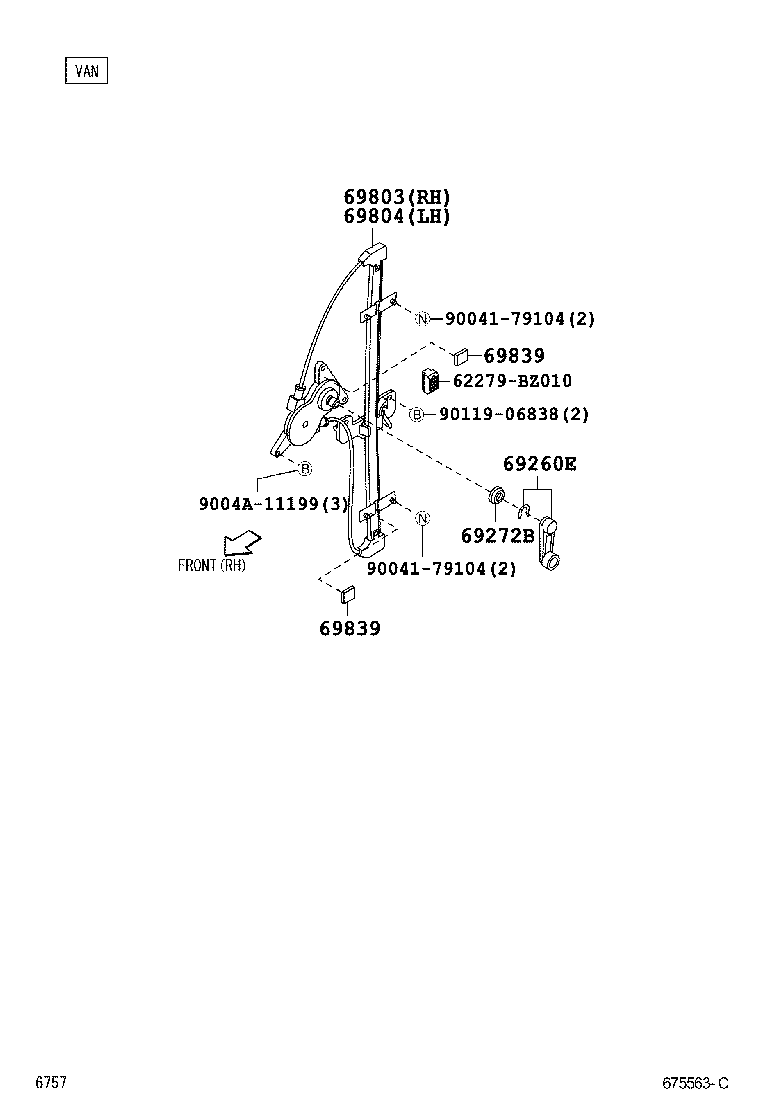  LITE TOWNACE |  REAR DOOR WINDOW REGULATOR HINGE