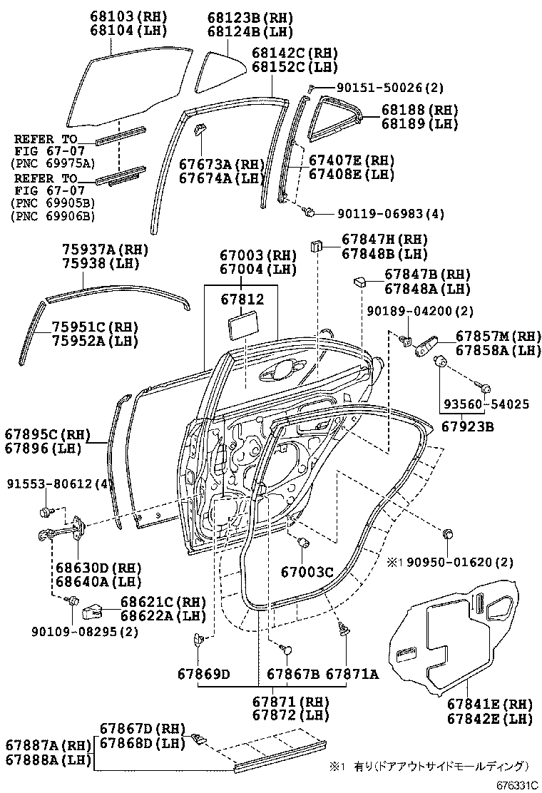  SAI |  REAR DOOR PANEL GLASS