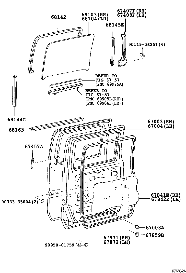  DYNA TOYOACE |  REAR DOOR PANEL GLASS