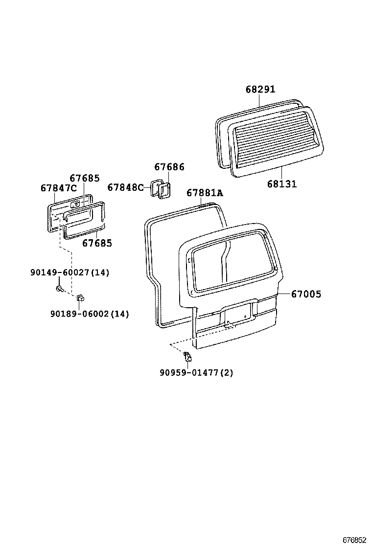  DYNA TOYOACE |  BACK DOOR PANEL GLASS