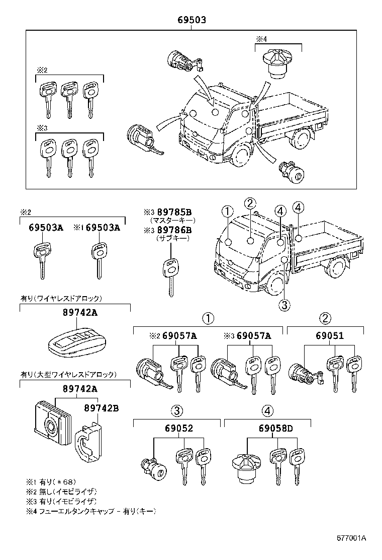  DYNA TOYOACE HV |  LOCK CYLINDER SET
