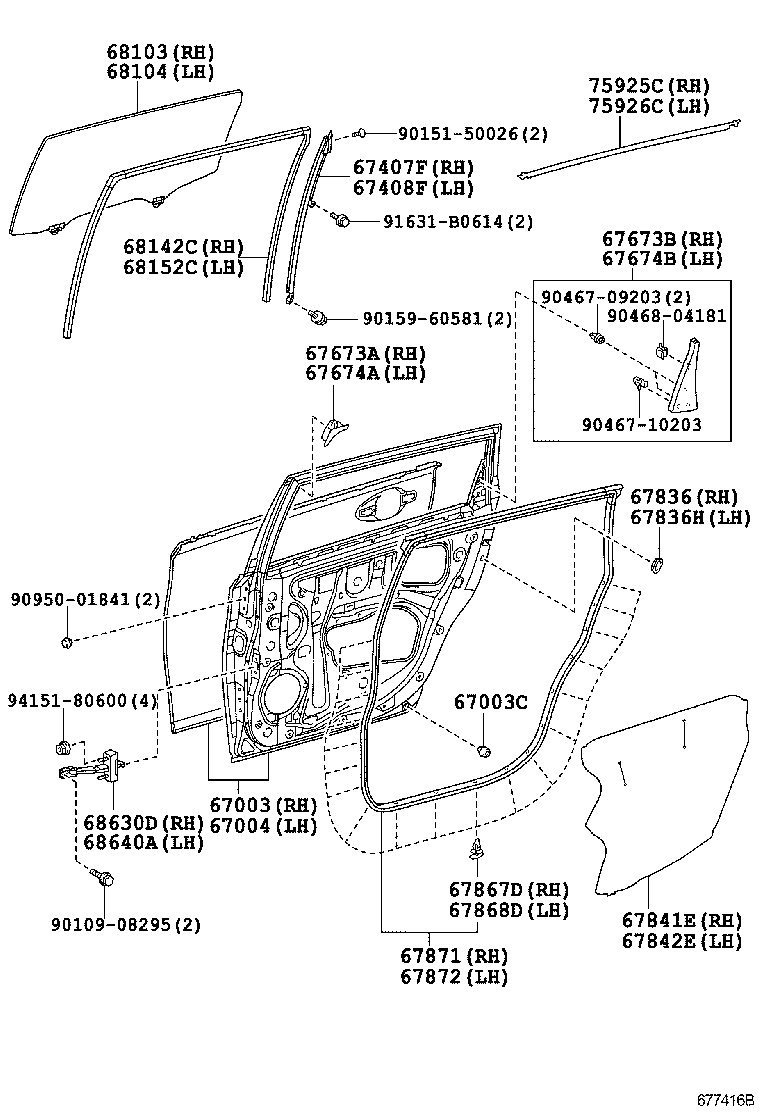  WISH |  REAR DOOR PANEL GLASS