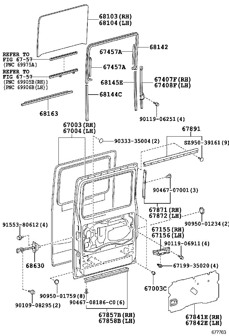  DYNA TOYOACE |  REAR DOOR PANEL GLASS