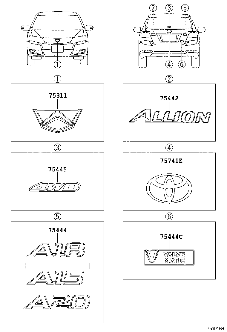  PREMIO ALLION |  EMBLEM NAME PLATE EXTERIOR INTERIOR