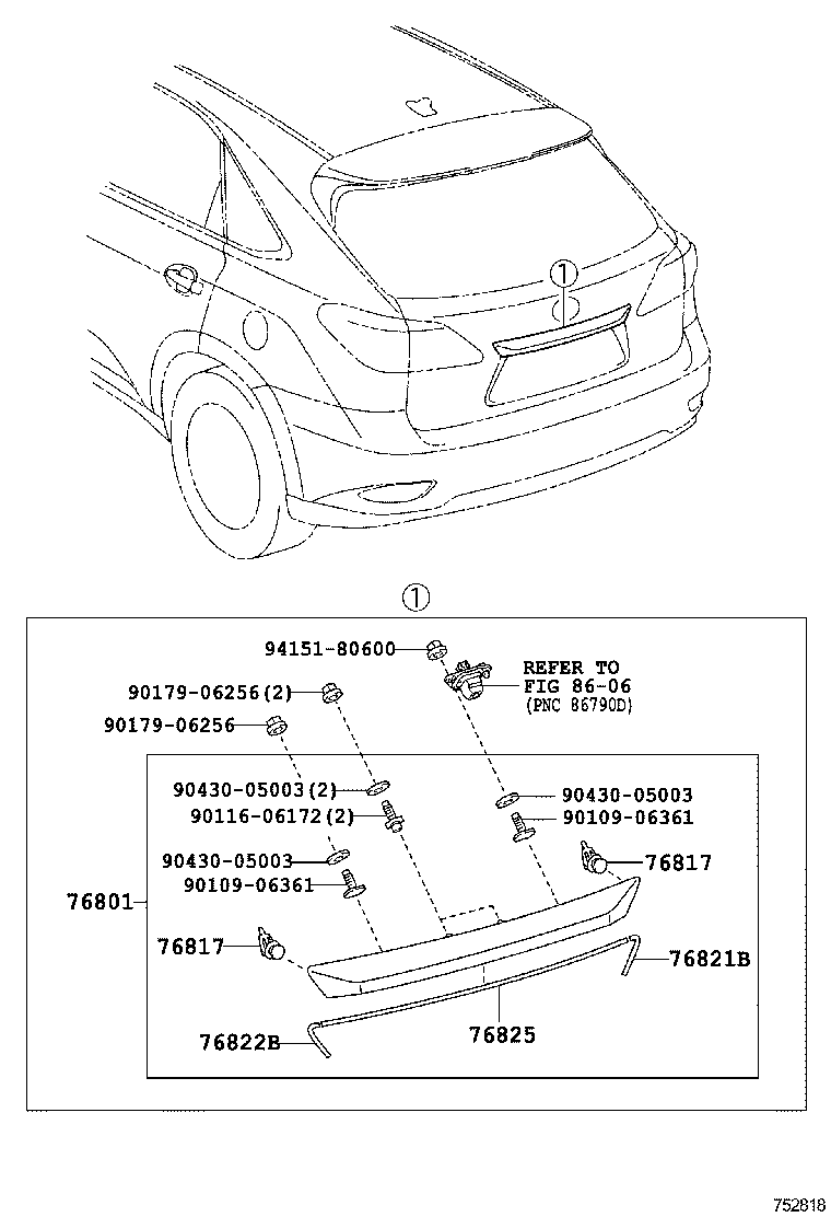  RX270 350 450H |  REAR MOULDING