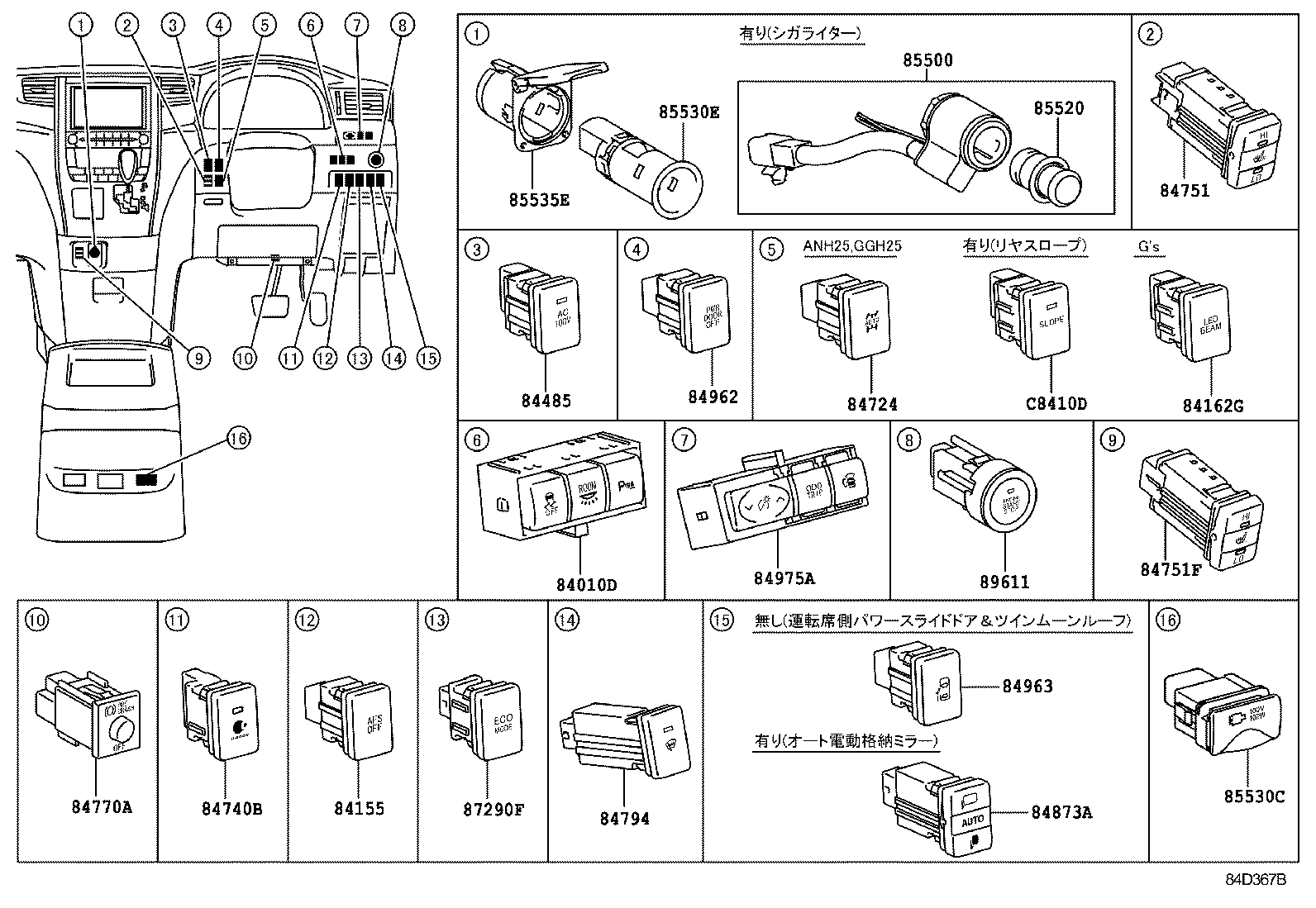  ALPHARD VELLFIRE HV |  SWITCH RELAY COMPUTER