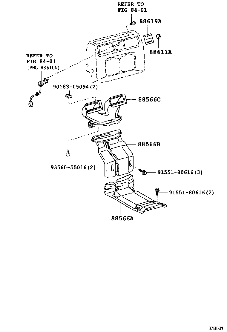 DYNA TOYOACE |  HEATING AIR CONDITIONING CONTROL AIR DUCT
