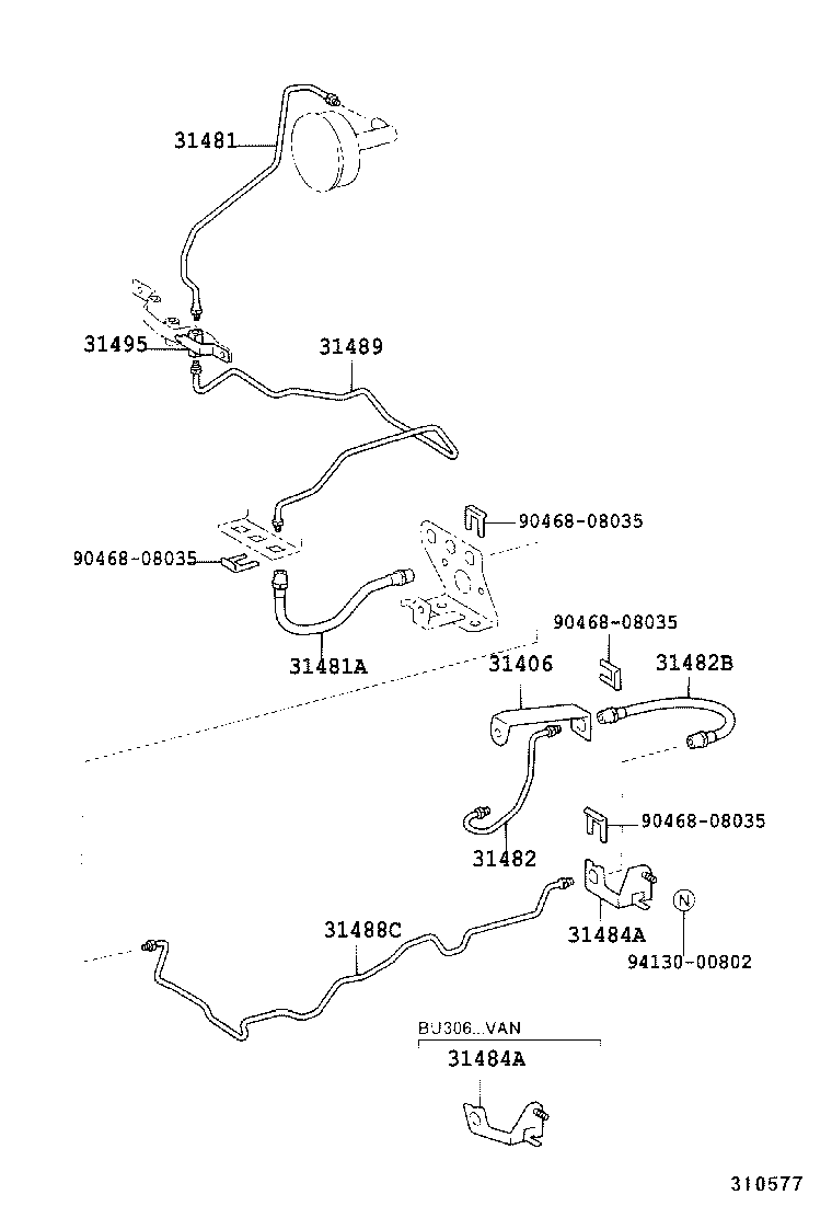  DYNA TOYOACE |  CLUTCH PEDAL FLEXIBLE HOSE