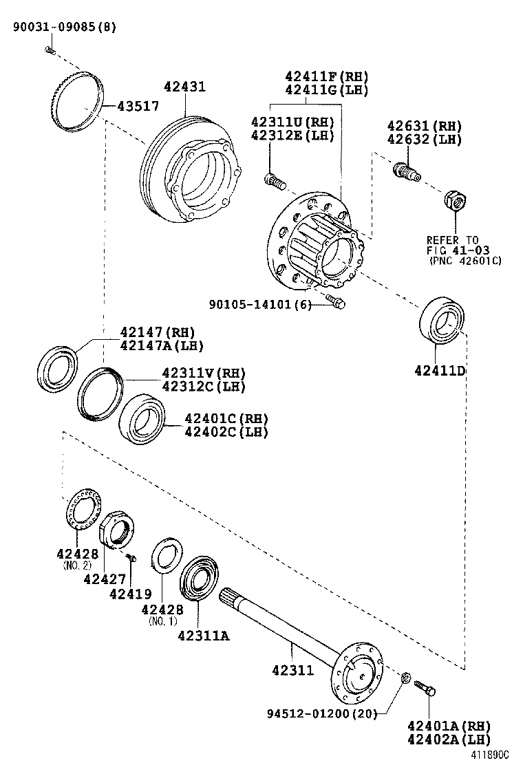  DYNA TOYOACE HV |  REAR AXLE SHAFT HUB