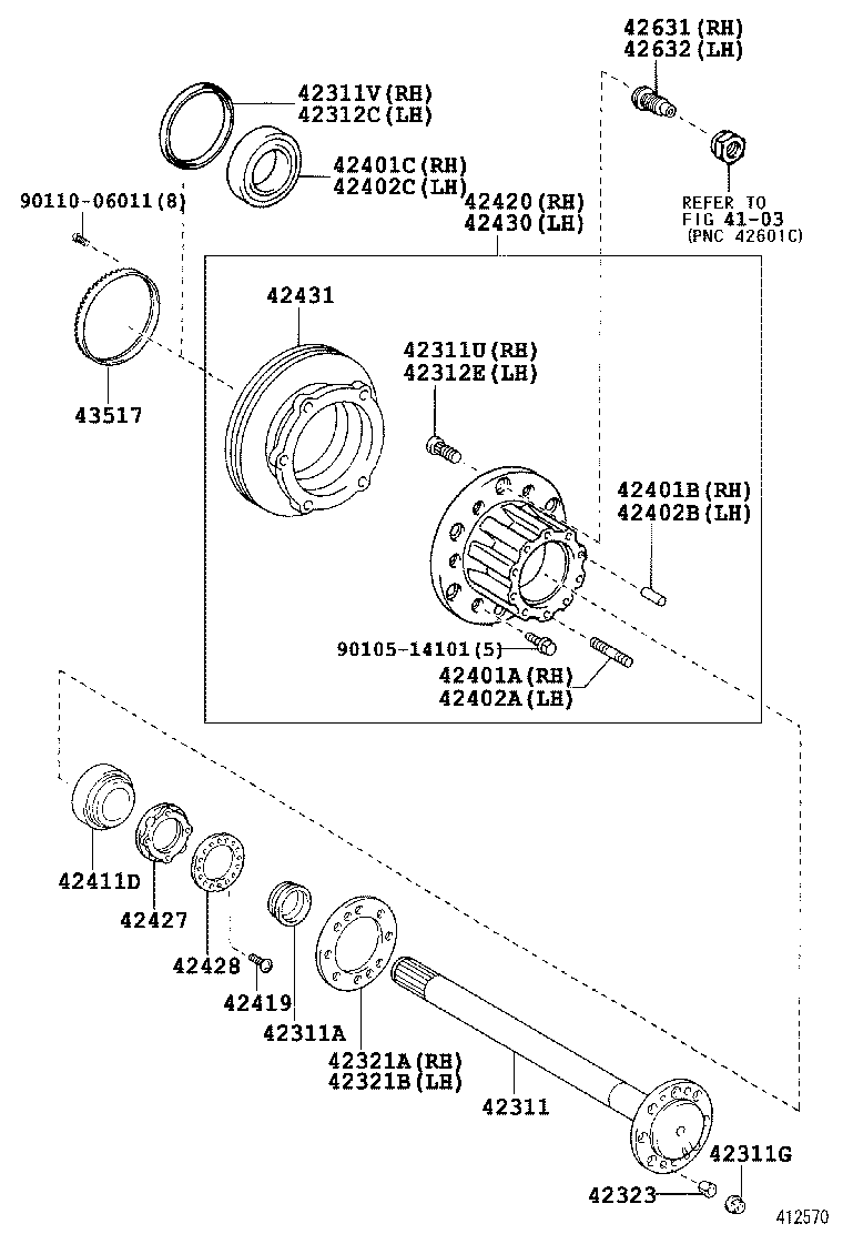  DYNA TOYOACE |  REAR AXLE SHAFT HUB
