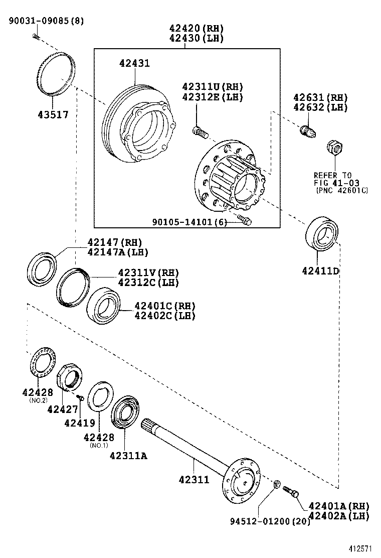  DYNA TOYOACE |  REAR AXLE SHAFT HUB
