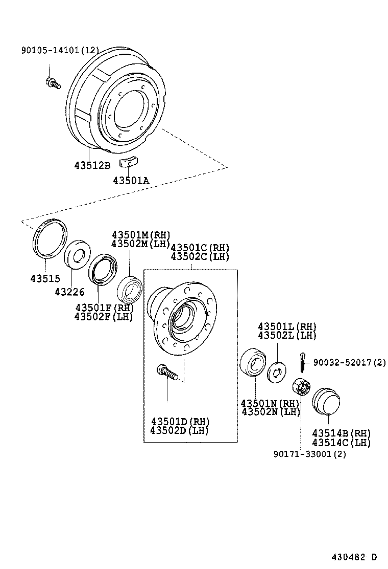  DYNA TOYOACE |  FRONT AXLE HUB