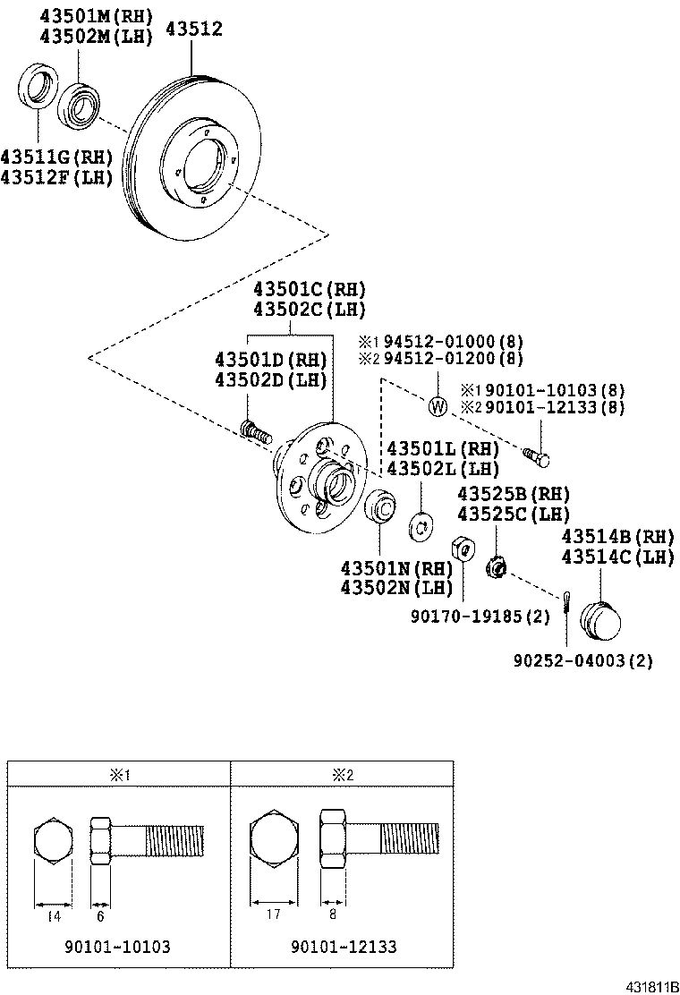  LITE TOWNACE NOAH V |  FRONT AXLE HUB