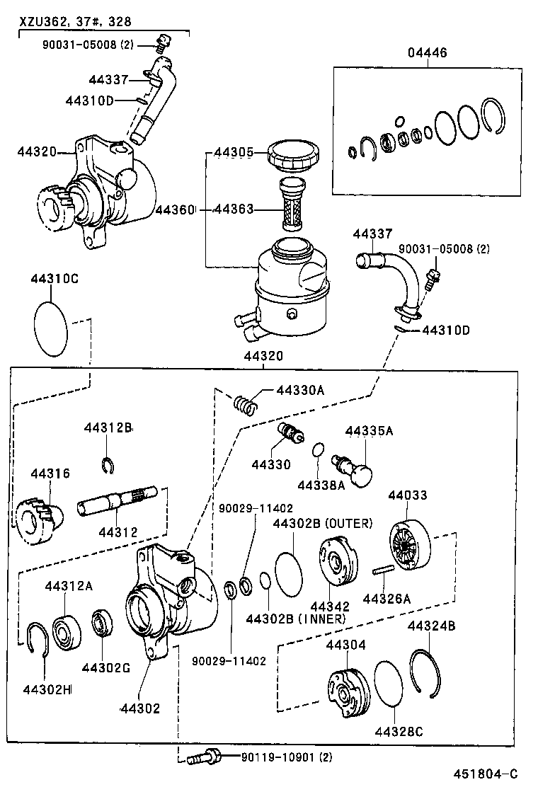  DYNA TOYOACE |  VANE PUMP RESERVOIR POWER STEERING