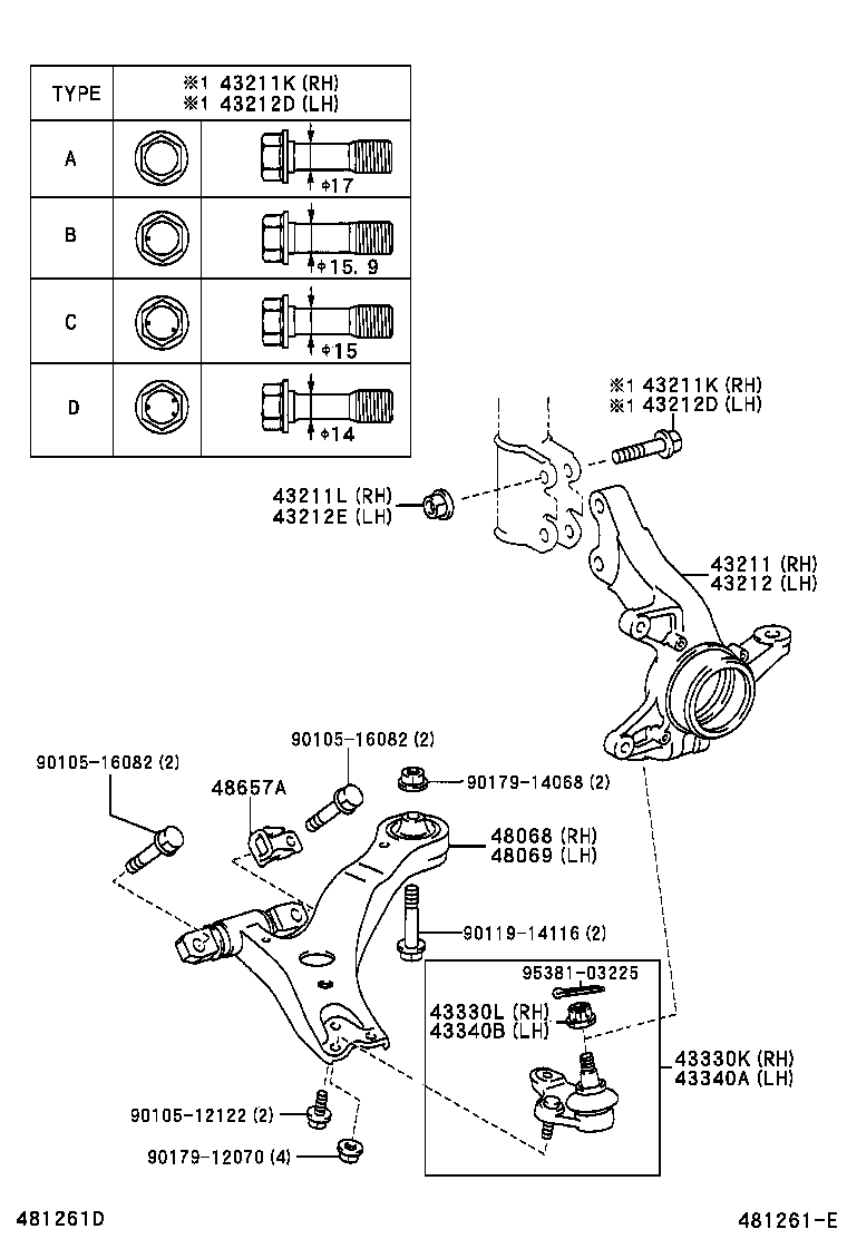  KLUGER L V |  FRONT AXLE ARM STEERING KNUCKLE