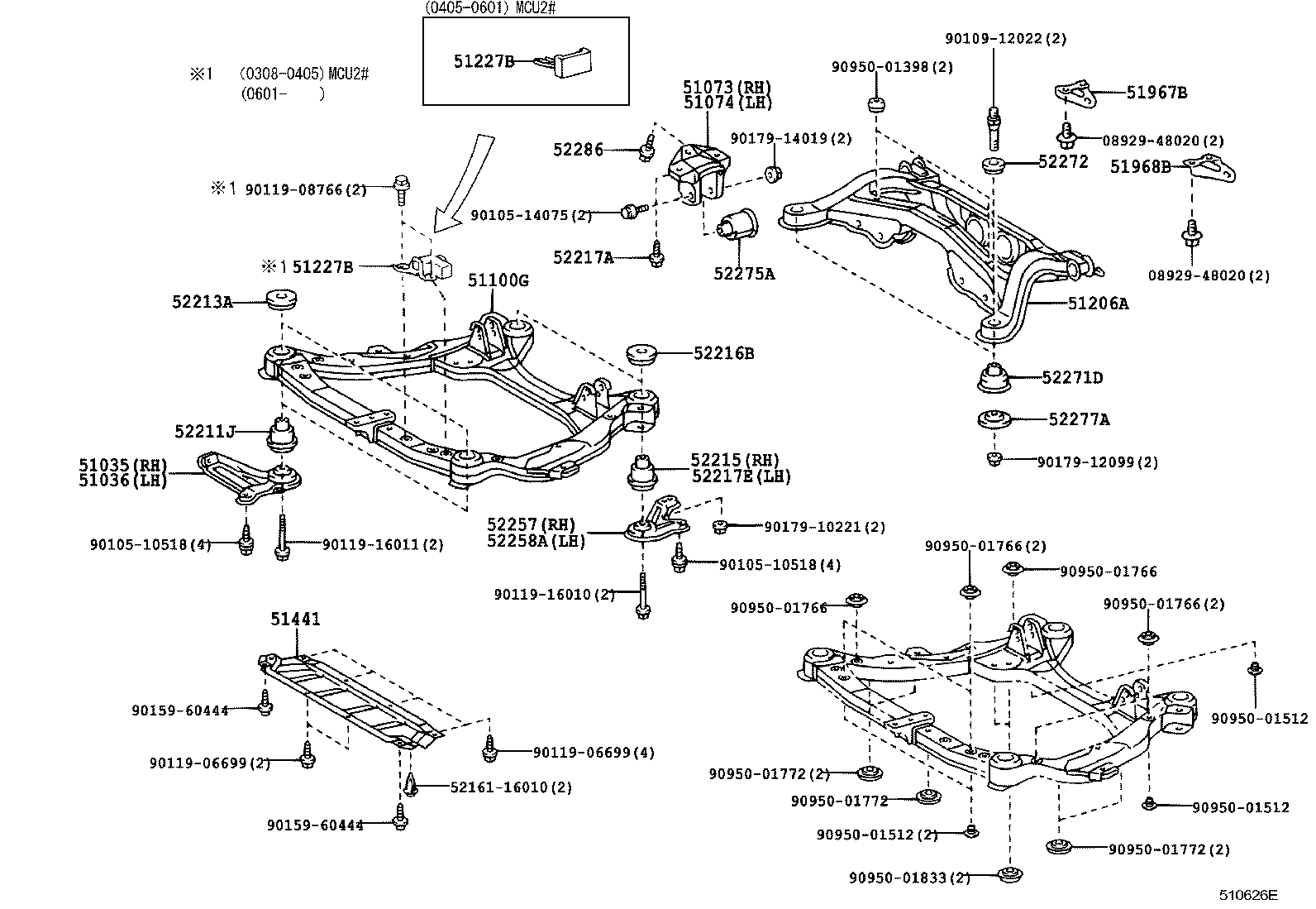  KLUGER L V |  SUSPENSION CROSSMEMBER UNDER COVER