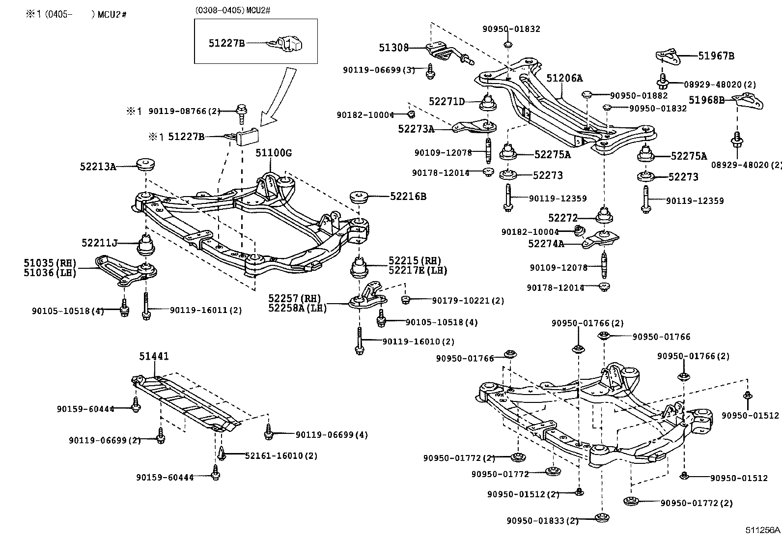  KLUGER L V |  SUSPENSION CROSSMEMBER UNDER COVER