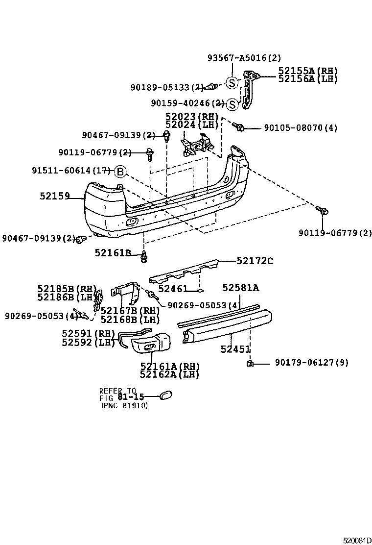  LITE TOWNACE NOAH V |  REAR BUMPER BUMPER STAY