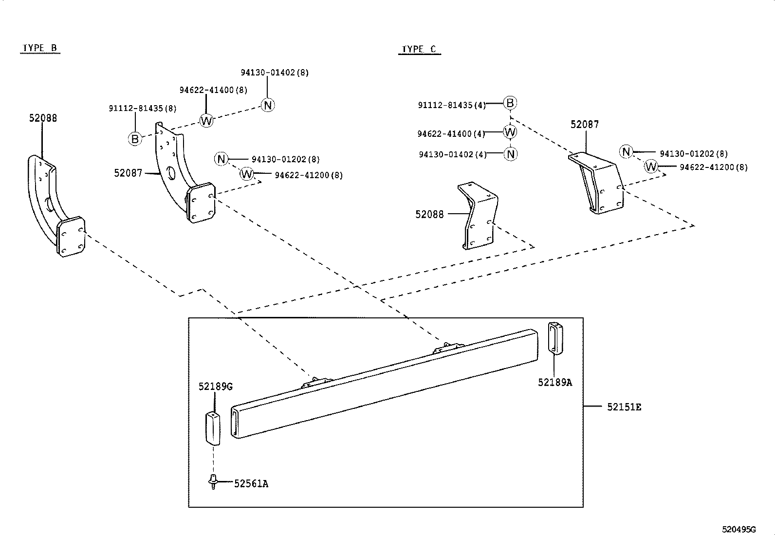  DYNA TOYOACE |  REAR BUMPER BUMPER STAY